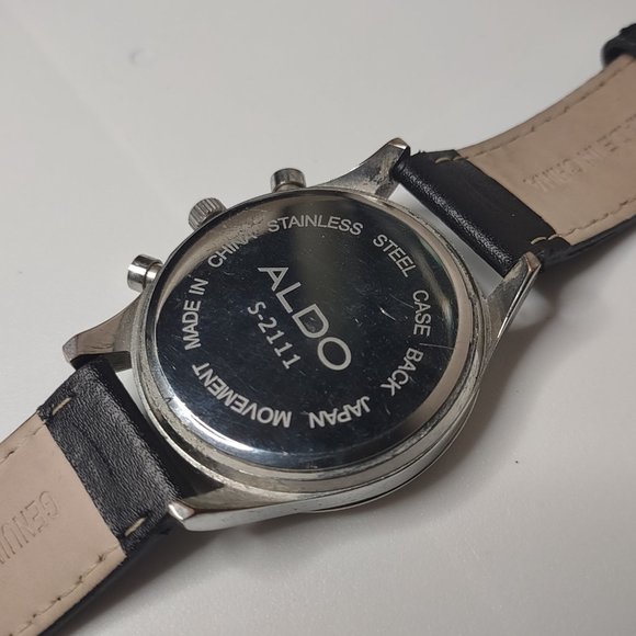 Silver Tone And Blue Watch With Leather Band - Picture 11 of 14